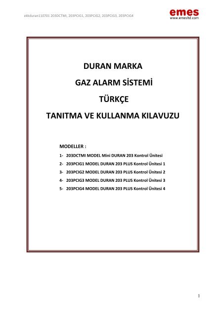 Duran 203 Plus Panel Kullanma Kılavuzu - EMES Elektromekanik ...