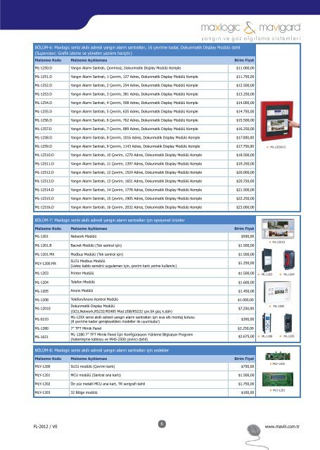 Fiyat listesi - Mavigard