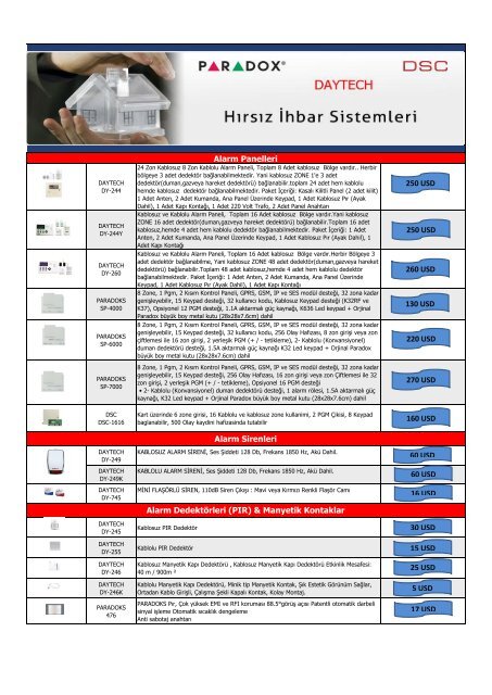 Ürün Fiyat Listesi - Tegsan