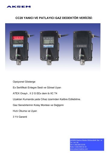 cc28 yanıcı ve patlayıcı gaz dedektör vericisi - Aksem Makina