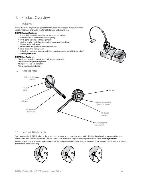 BH970 Wireless Mono DECT Headset User's Guide ... - Logitech