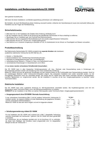 Installations- und Bedienungsanleitung ES 1000W - TecHome.de