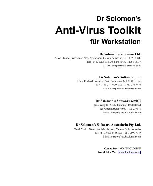 Dr Solomon's Anti-Virus Toolkit für Workstation - Laplink® Software