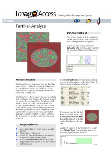 Bildanalyse - Partikel - Imagic Bildverarbeitung AG