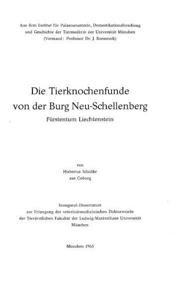 Die Tierknochenfunde von der Burg Neu-Schellenberg