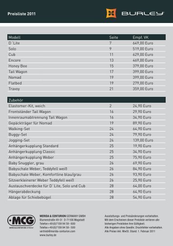 Preisliste 2011 - Burley