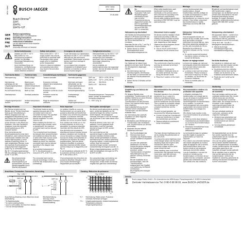 mat delen Grommen Busch-Dimmer® 2247, 2247U, 2247U-127 - BUSCH-JAEGER Katalog