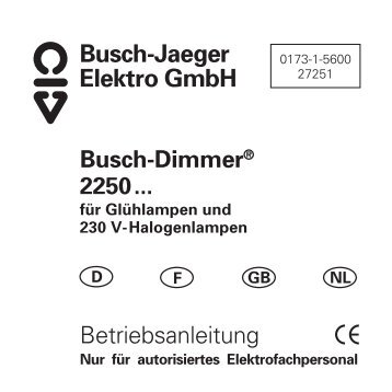 Busch-Dimmer® 2250... Betriebsanleitung Busch-Jaeger Elektro ...