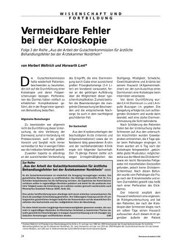 Vermeidbare Fehler bei der Koloskopie - Ärztekammer Nordrhein