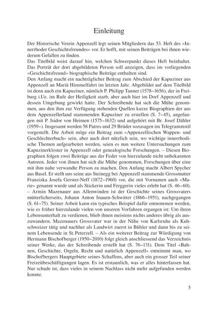 Einleitung (pdf) - Historischer Verein Appenzell