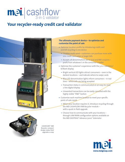 Your recycler-ready credit card validator - MEI