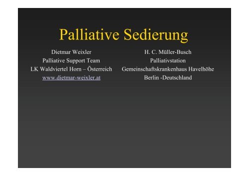 Palliative Sedierung