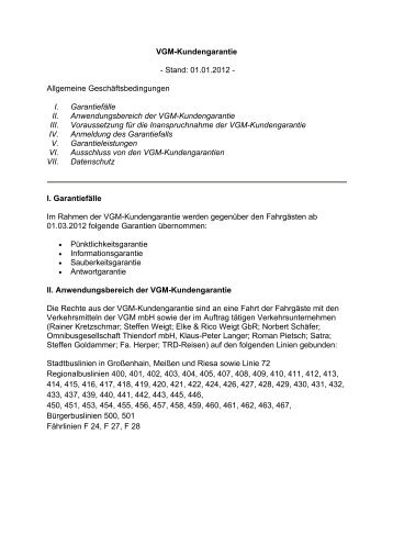 VGM-Kundengarantie - Verkehrsgesellschaft Meißen mbH