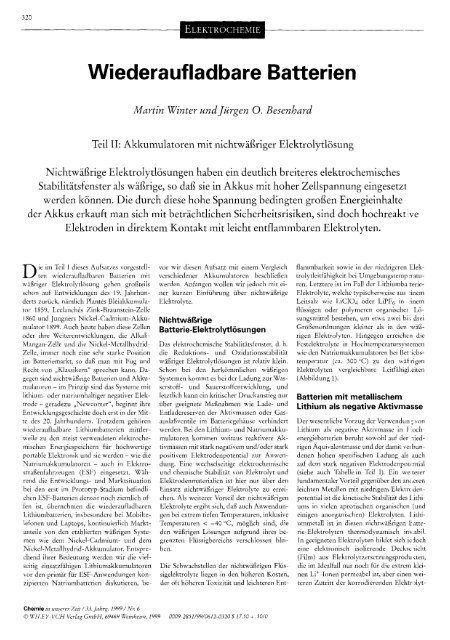 Wiederaufladbare Batterien - Group of Prof. Dr. Wolfgang Tremel