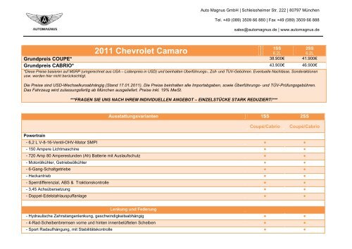 2011 Chevrolet Camaro PDF - Auto Magnus