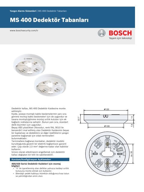 MS 400 Dedektör Tabanları - Bosch Security Systems