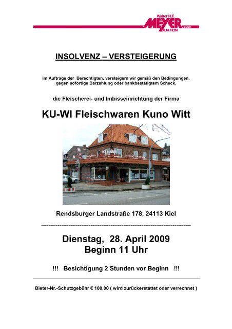 Ku Wi Fleischwaren Kuno Witt Auktionshaus Walter H F Meyer