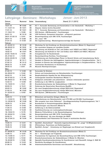 Kalenderübersicht (PDF) - Bayerische Ingenieurekammer-Bau