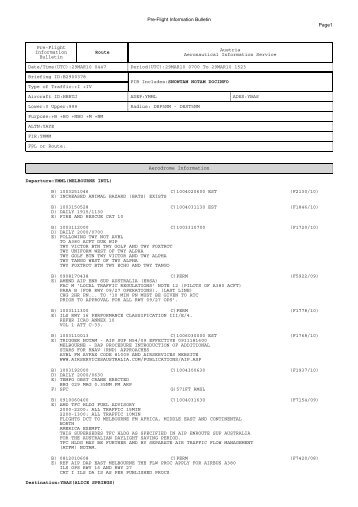 Pre-Flight Information Bulletin Route Austria ... - Coding by ICO