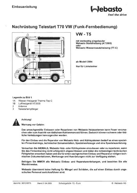 Nachrüstung Telestart T70 VW (Funk-Fernbedienung) - jewuwa