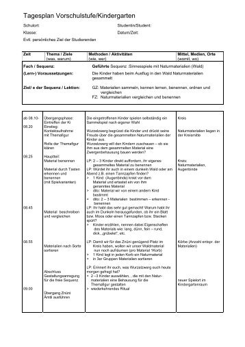 Tagesplan Vorschulstufe/Kindergarten - IVP NMS Bern