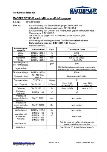 Produktdatenblatt MASTERBIT R500 nackt - MASTERPLAST