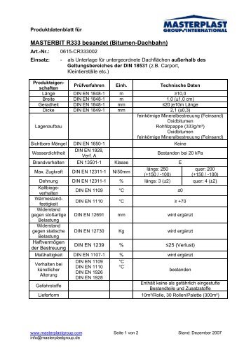 Produktdatenblatt MASTERBIT R333 besandet - MASTERPLAST