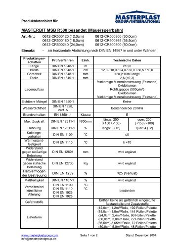 Download Technisches Merkblatt - Masterplast