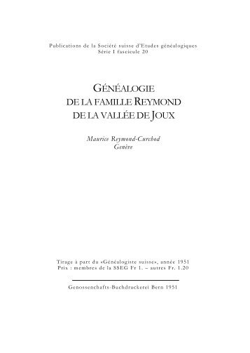 Généalogie de la famille Reymond - Les pages de Jean-Luc Aubert