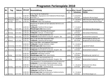 Programm Ferienspiele 2010 - Meinerzhagen