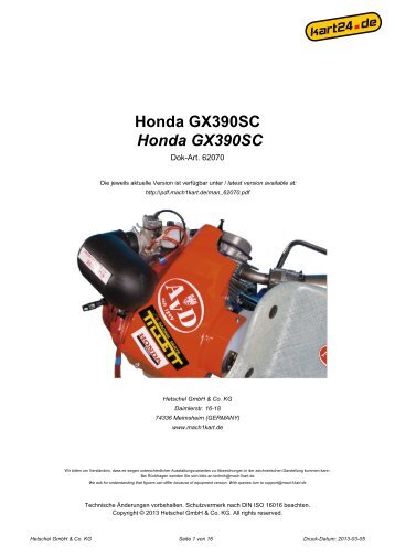 Honda GX390SC Honda GX390SC - Mach1 Kart