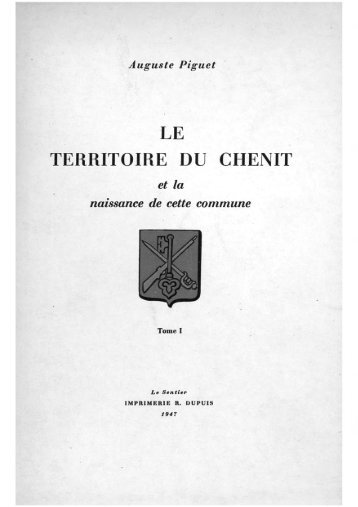 Le Territoire du Chenit Tome I - Famille Piguet