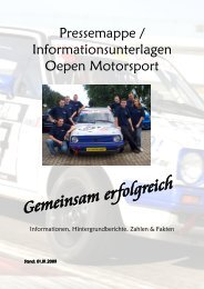 Pressemappe / Informationsunterlagen Oepen Motorsport