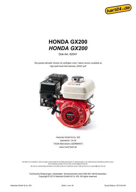 Kart Tankdeckel für Honda Tank GX270 Motor Benzintank