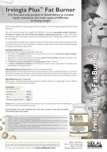 Irvingia Plus™ Fat Burner - Solal Africa Technologies