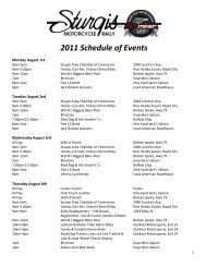 2011 Schedule of Events - Sturgis Motorcycle Rally