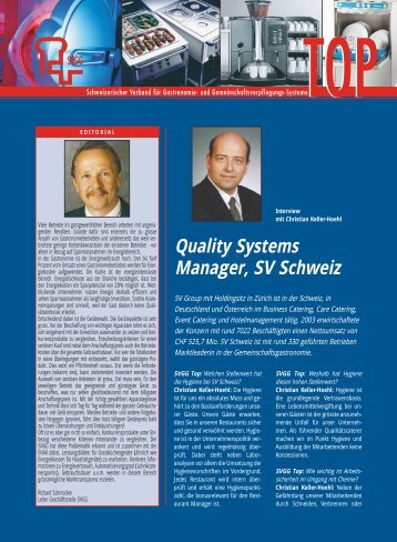 Quality Systems Manager, SV Schweiz (Gourmet 09/2004