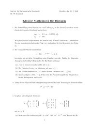 Klausur Mathematik für Biologen