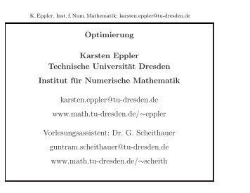 Optimierung Karsten Eppler Technische Universität Dresden Institut ...