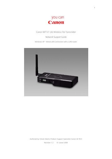 Canon WFT-E1 (A) Wireless File Transmitter Network Support Guide