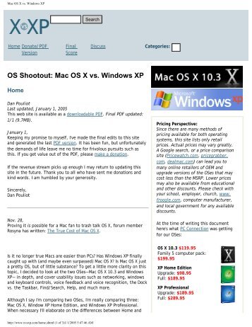 OS Shootout: Mac OS X vs. Windows XP - Dan Pouliot