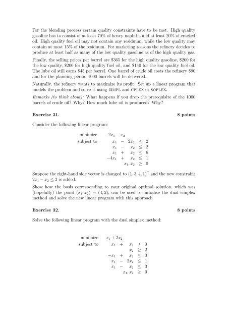 Linear and Integer Programming (ADM II) - Institut für Mathematik