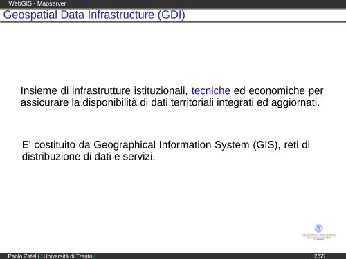 WebGIS - Mapserver - Università di Trento