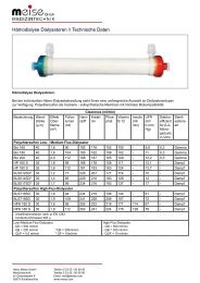 Hämodialyse Dialysatoren // Technische Daten