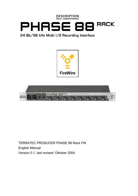 TERRATEC PRODUCER PHASE 88 Rack FW English Manual ...