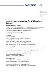 Leistungsverzeichnisvorlage für GFK Standard- Geländer - MEISER