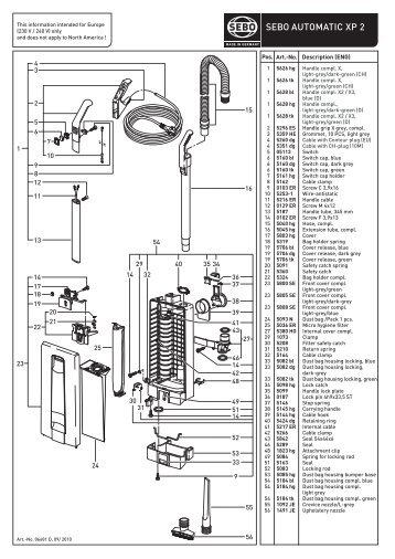 Spare parts list SEBO AUTOMATIC XP2