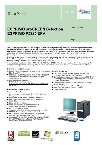 ESPRIMO proGREEN Selection ESPRIMO P5925 EPA - Fujitsu