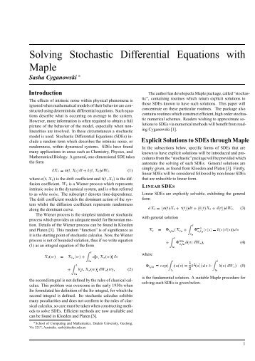 Solving Stochastic Differential Equations with Maple