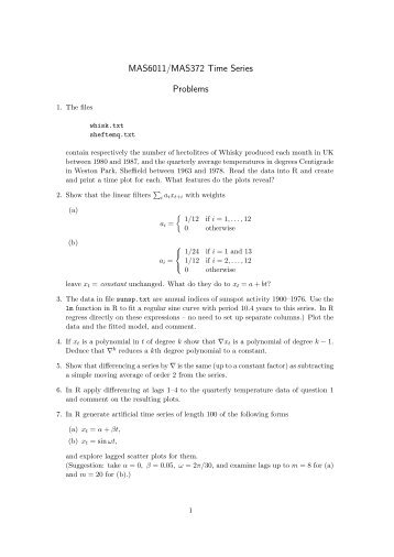 MAS6011/MAS372 Time Series Problems